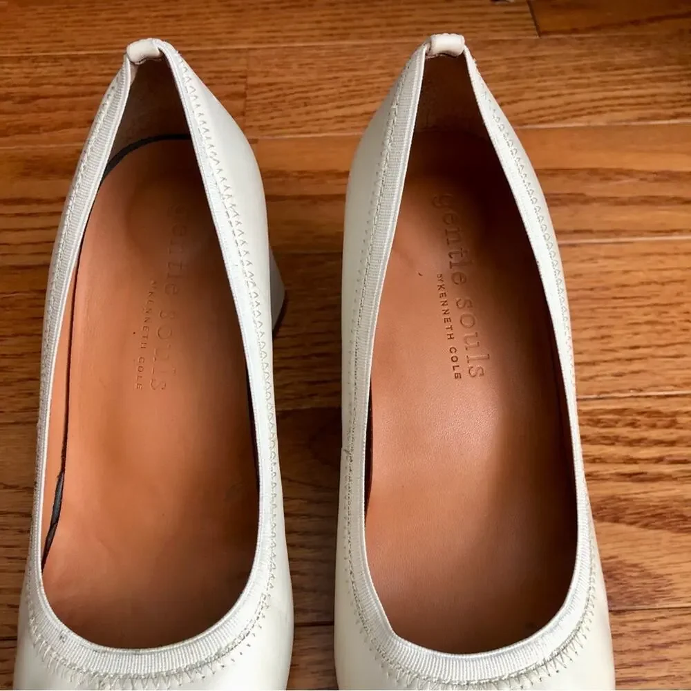 Gentle Souls by Kenneth Cole Dionne Pointed Toe Pumps White Stone Women's 7.5M
